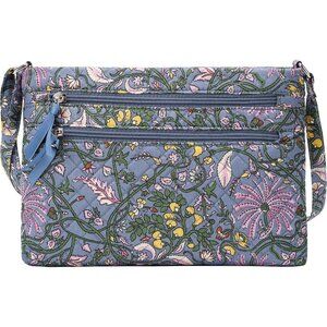 Cotton Quilted Crossbody Bag Multi-Zipper Purses for Women Teens Girls